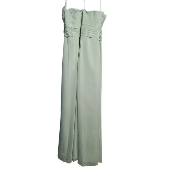 David's Bridal Crinkle Chiffon Dress with Cascade Skirt NWT - Picture 3 of 5